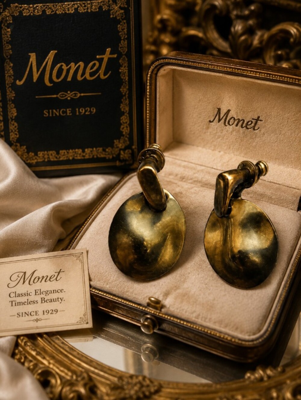 Monet Gold Oval Push Back Earrings